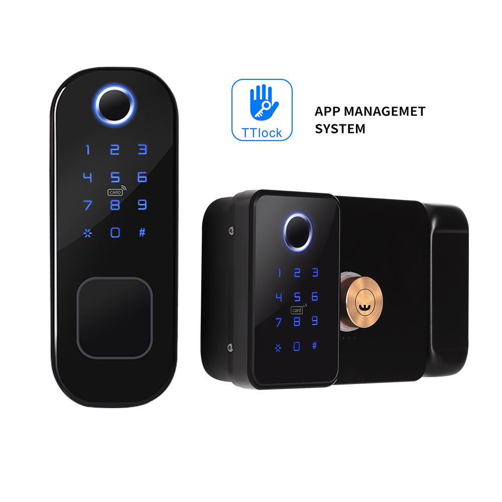 Smart Garden Door Lock - Ttlock แอปล็อคอัจฉริยะกลางแจ้งแบบสองด้านรหัสล็อกขอบล็อคลายนิ้วมือบัตร RFID หนักสวนประตูล็อคประตูดิจิตอล