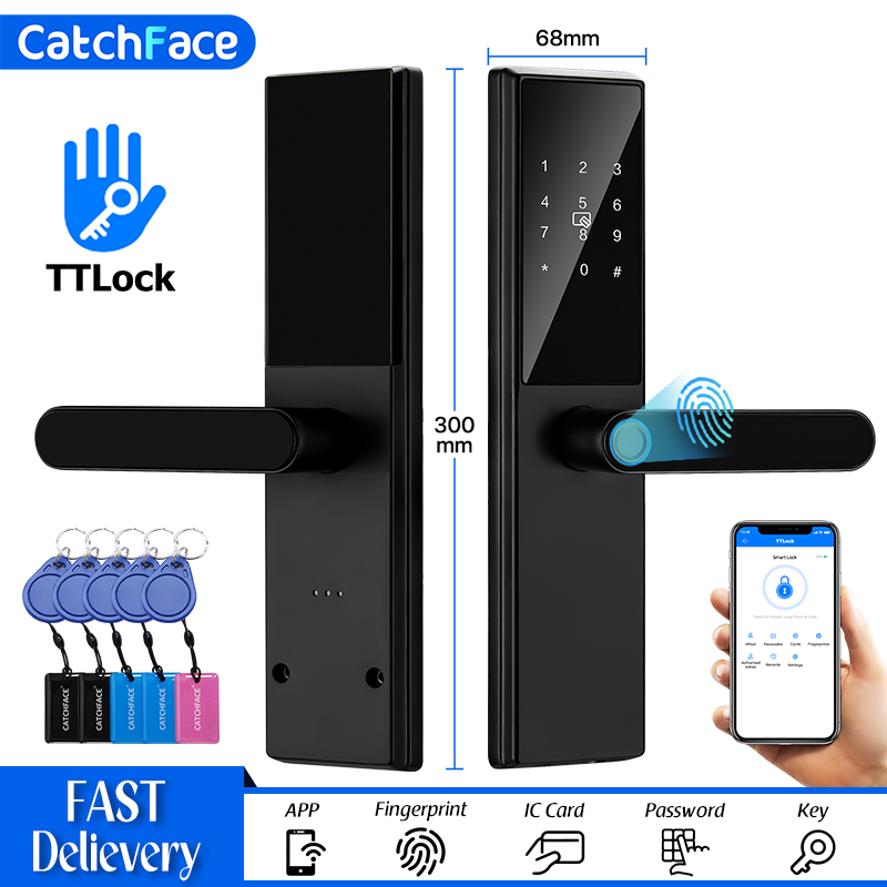 Smart Garden Door Lock - บลูทูธลายนิ้วมือประตูล็อค TTLock App รหัสคีย์การ์ดหน้าจอสัมผัสสมาร์ทประตูล็อคความปลอดภัยดิจิตอลล็อคอิเล็กทรอนิกส์สําหรับ Home