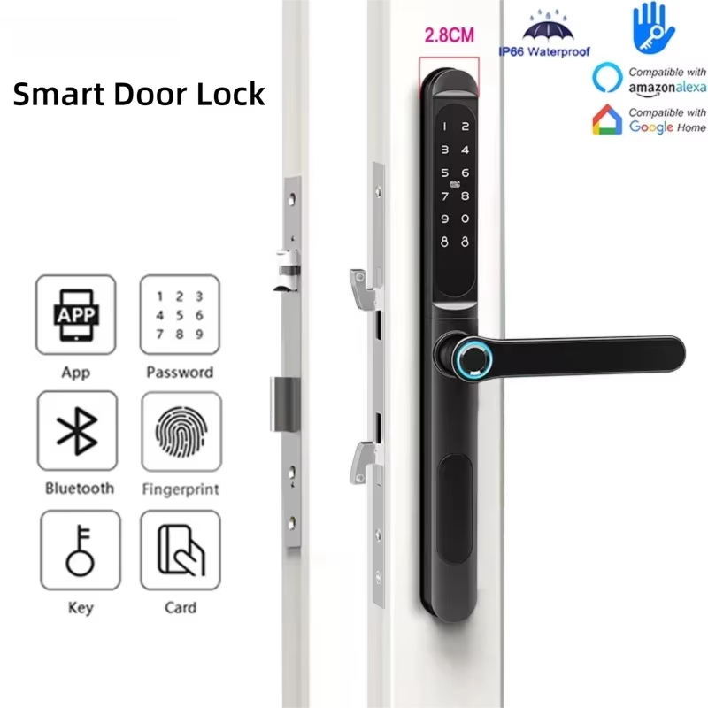 Smart Garden Door Lock - ล็อคประตูอัจฉริยะพร้อมลายนิ้วมือ/รหัสผ่าน/บัตร IC/กุญแจ/ปลดล็อค ใช้งานร่วมกับแอปพลิเคชันทีทีล็อคและเหมาะสำหรับประตูบานเลื่อน