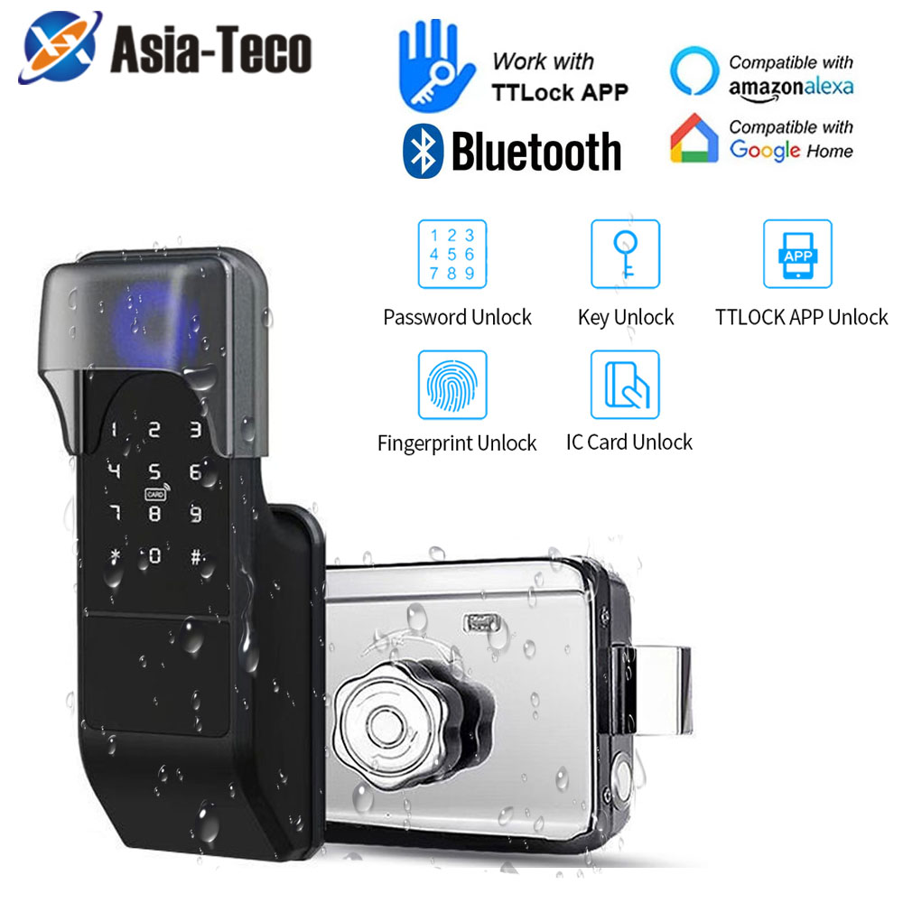 Smart Garden Door Lock - IP65 กันน้ํา TTLock ลายนิ้วมือสมาร์ทประตูล็อคกลางแจ้งประตูบลูทูธรหัสผ่าน 13.56MHz IC
