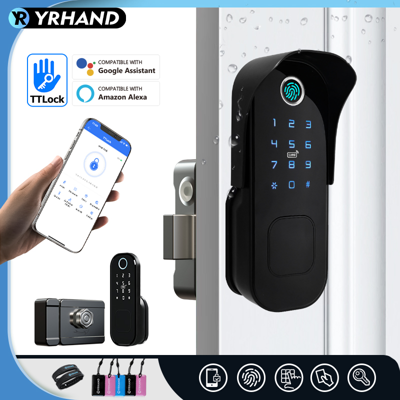 Smart Garden Door Lock - Tuya ลายนิ้วมือประตูล็อคกันน้ํากลางแจ้งบลูทูธ TT ล็อครหัสผ่าน WiFi IC