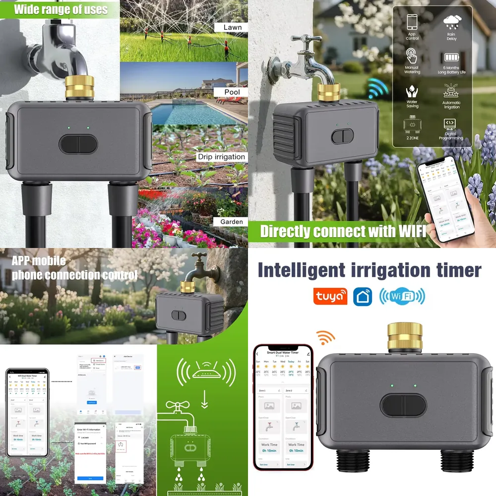 App Smart Garden - WAP01 ตัวตั้งเวลาควบคุมการรดน้ำแบบ WiFi ควบคุมผ่านแอพ 2 หัวฉีดน้ำ