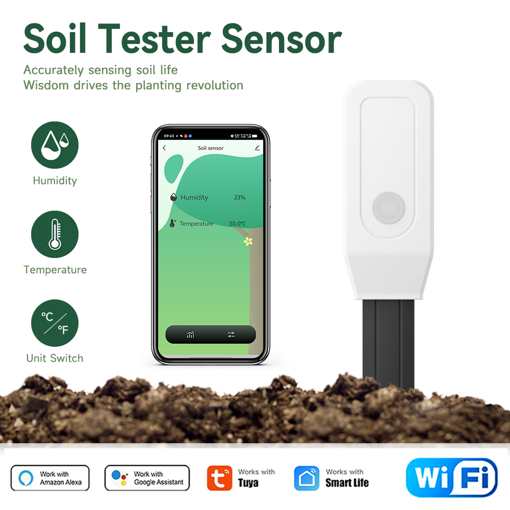 App Smart Garden - เครื่องวัดความชื้นในดิน Tuya Smart WiFi พร้อมเซ็นเซอร์วัดอุณหภูมิและความชื้น สำหรับการรดน้ำต้นไม้ในสวน
