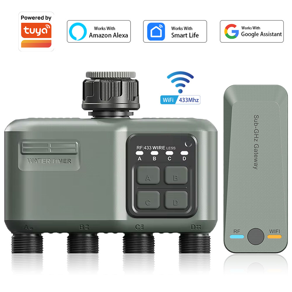 Smart Garden Irrigation System - ตัวตั้งเวลาควบคุมการรดน้ำแบบตั้งโปรแกรมได้ 4 ช่อง สำหรับสายยางรดน้ำสวน พร้อมระบบหน่วงเวลาเมื่อมีฝนตก/ระบบรดน้ำอัตโนมัติ ระบบชลประทานแบบดิจิตอลสำหรับสนามหญ้า