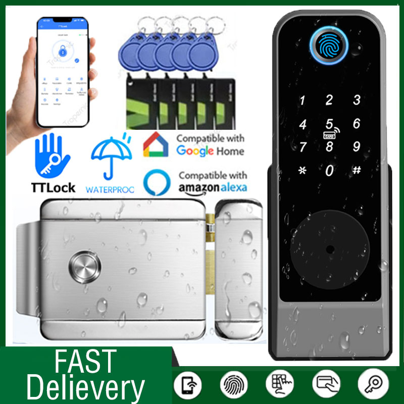 Smart Garden Door Lock - กุญแจล็อคอัจฉริยะกันน้ำ TTLOCK แบบ Wifi ล็อคสองด้านด้วยลายนิ้วมือ สำหรับประตูภายนอก