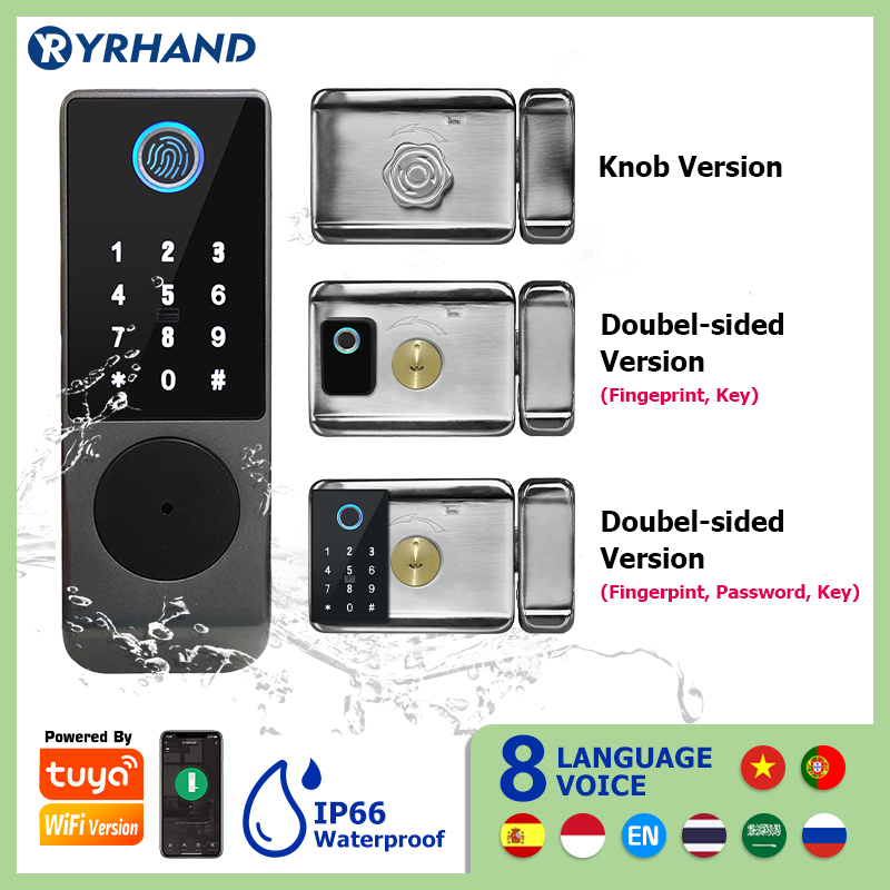 Smart Garden Door Lock - Tuya สมาร์ทล็อคกันน้ำ Wifi คู่ลายนิ้วมือล็อคสมาร์ทดิจิตอลรหัสประตูล็อคอิเล็กทรอนิกส์สำหรับความปลอดภัยในบ้าน Mortise