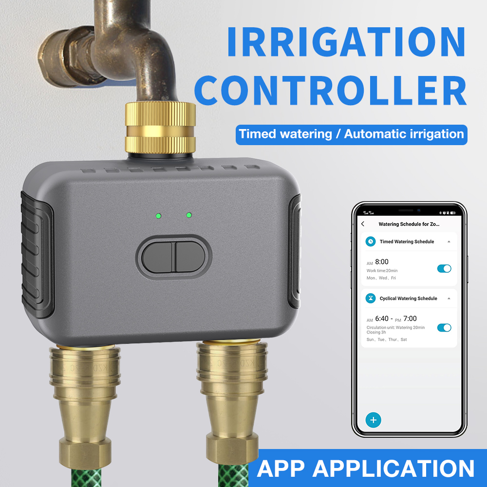 Smart Garden Irrigation System - Tuya 2 โซนรดน้ําจับเวลาสวนชลประทานอัตโนมัติ Controller ระบบรดน้ําหยด Sprinkler