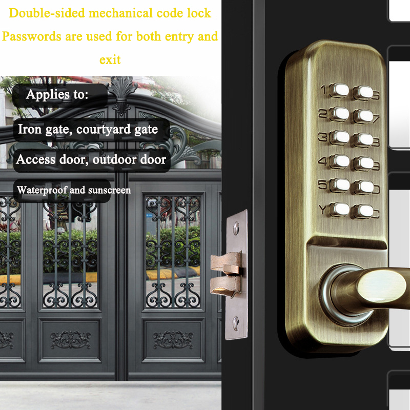 สองด้านยาว Keyless Mechanical  - Smart Garden Door Lock บทวิจารณ์และราคา